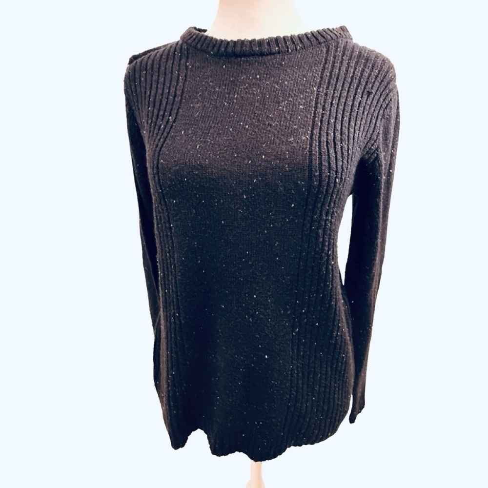 Joseph A Women's Blue Specked Ribbed Silk Sweater. PM